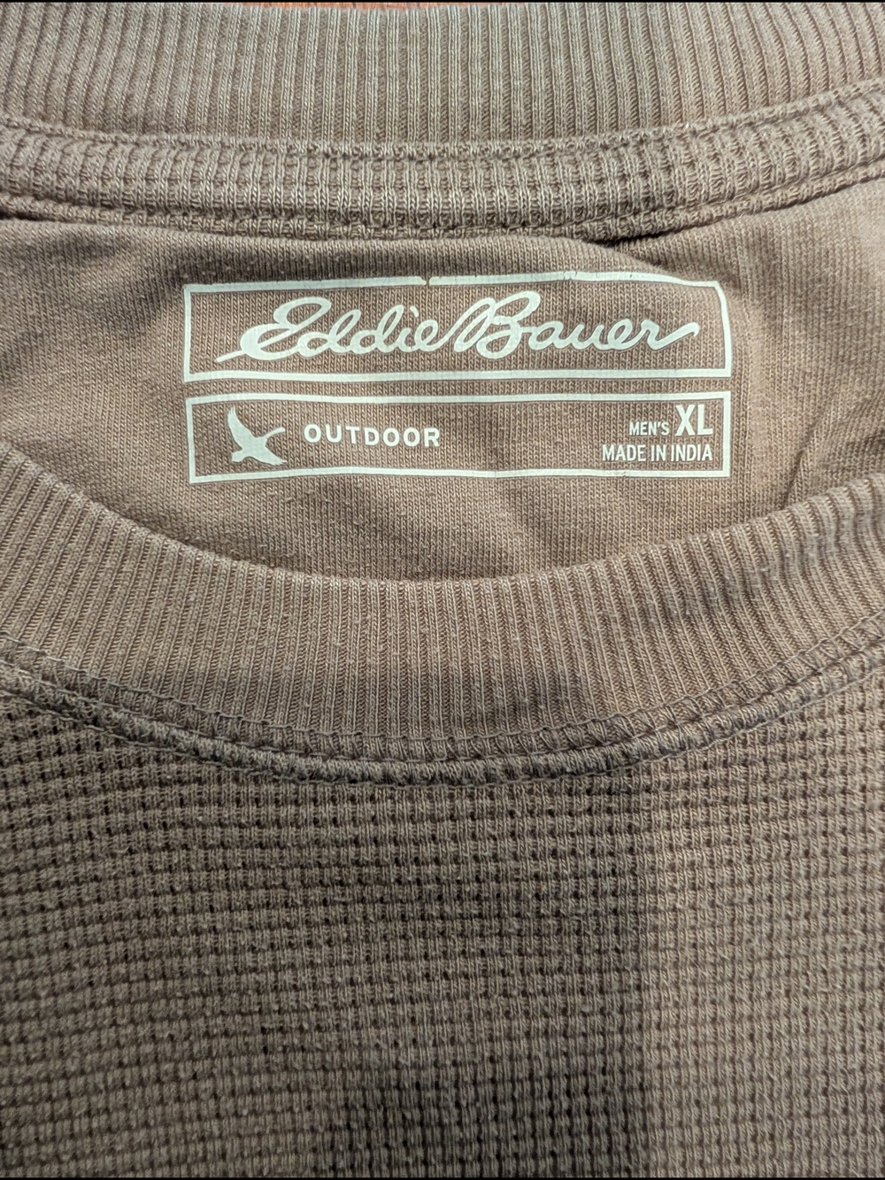 Eddie Bauer Men's Crewneck Waffle Thermal Sweater in Taupe